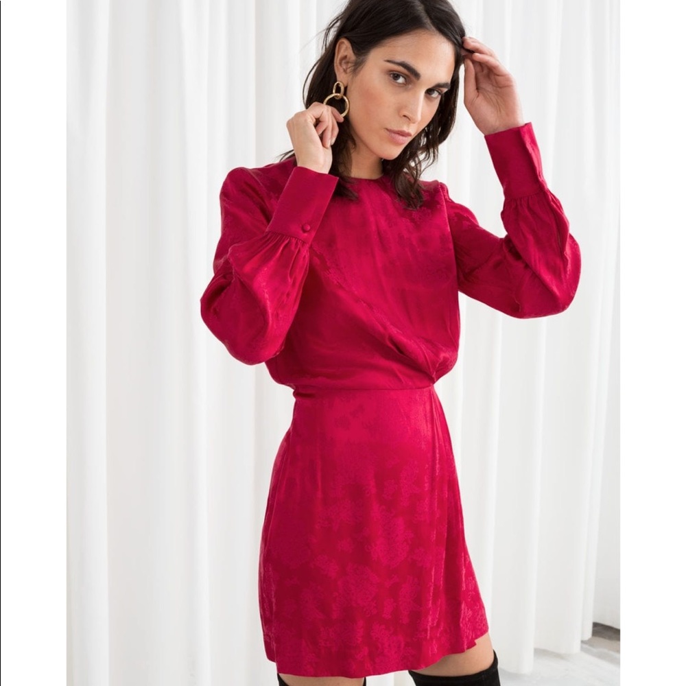 Paris atelier long sleeved pink satin dress